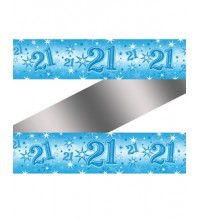 Blue Sparkle Age 21 Birthday Foil Banner