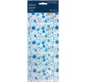 Blue and Silver Dotty Tissue Paper 3 sheets