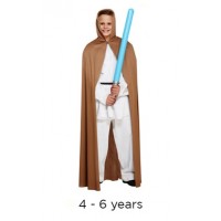 Child Jedi Style Brown Cape 4 - 6 yrs with light saber