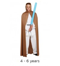 Child Jedi Style Brown Cape 4 - 6 yrs with light saber
