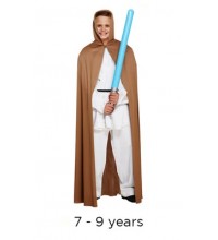 Child Jedi Style Brown Cape 7 - 9 yrs with light saber