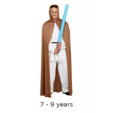 Child Jedi Style Brown Cape 7 - 9 yrs with light saber