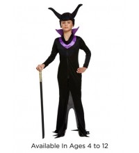 Children's Maleficent Halloween Evil Queen Fancy Dress Costume