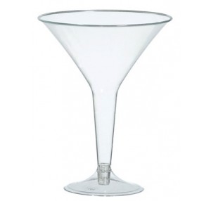 Clear Plastic Martini 235ml Glasses 20pk