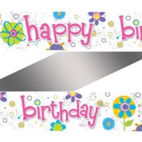 Ditzy Flowers Happy Birthday Foil Banner