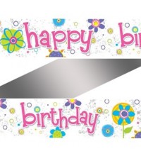 Ditzy Flowers Happy Birthday Foil Banner