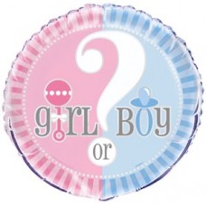 Gender Reveal Boy Or Girl 18 inch Foil Balloon