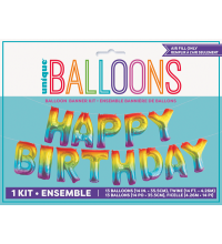 Happy Birthday 14 Inch Rainbow Foil Balloons Banner