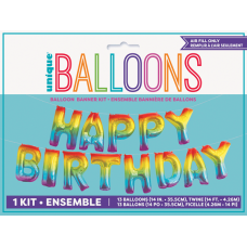 Happy Birthday 14 Inch Rainbow Foil Balloons Banner
