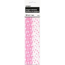 Lovely Light Pink Dots Straws 10pk