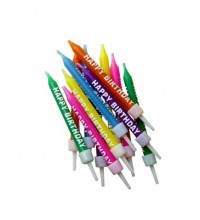 Multi-Coloured Happy Birthday Candles 12pk