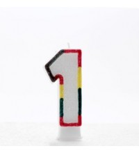 Multicoloured Striped Glitter Number 1 Candle