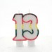 Multicoloured Striped Glitter Number 13 Candle Multicoloured Striped Glitter Number 13 Candle