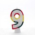 Multicoloured Striped Glitter Number 9 Candle