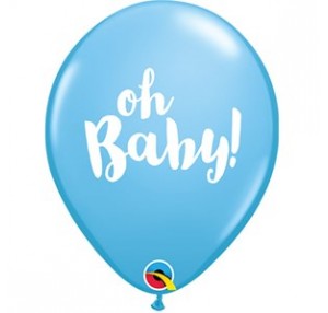 Pale Blue Oh Baby Latex Balloons 25pk