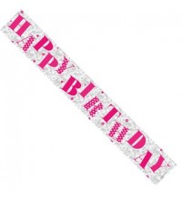 Pink Happy Birthday Holographic Foil Banner