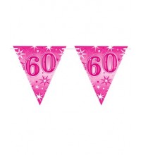 Pink Sparkle Age 60 Birthday Flag Banner
