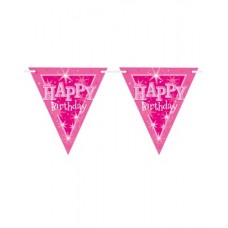 Pink Sparkle Happy Birthday Flag Banner