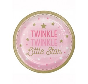 Pink Twinkle Little Star Paper Plates 8pk