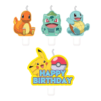 Pokemon Happy Birthday Cake Candles 4pk