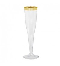Premium Gold Detail Plastic Champagne Glasses 8pk