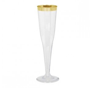 Premium Gold Detail Plastic Champagne Glasses 8pk