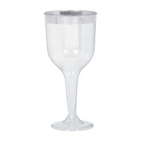 Premium Silver Detail Plastic Wine Glasses 8pk