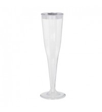 Premium Silver Details Plastic Champagne Glasses 8pk