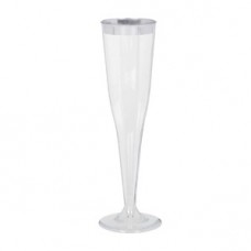 Premium Silver Details Plastic Champagne Glasses 8pk