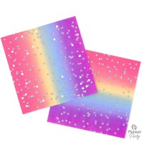 Rainbow Ombre 3-ply Foil Accent Napkins 16pk