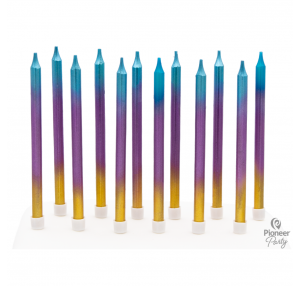 Rainbow Ombre Long Cake Candles 12pk