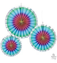 Rainbow Ombre Paper Fans 3pk