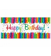 Rainbow Ribbons Happy Birthday Giant Banner
