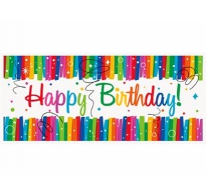 Rainbow Ribbons Happy Birthday Giant Banner