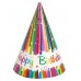 Rainbow Ribbons Happy Birthday Party Hats 8pk