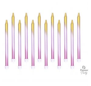 Rose Gold Ombre Long Candles 12pk