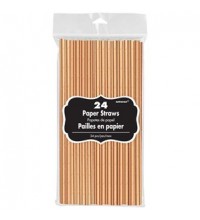 Rose Gold Solid Colour Paper Straws 24pk