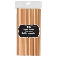 Rose Gold Solid Colour Paper Straws 24pk