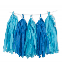 Royal and Light Blue Paper Tassel Garland 9ft