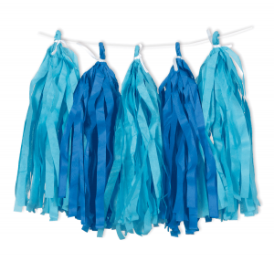 Royal and Light Blue Paper Tassel Garland 9ft
