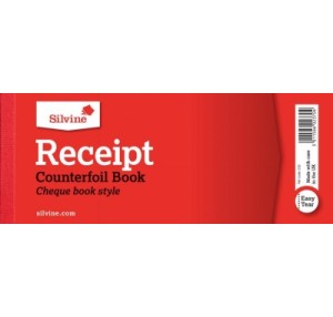 SILVINE CASH RECEIPT BOOK CHEQUE BOOK STYLE 80MM X 202MM