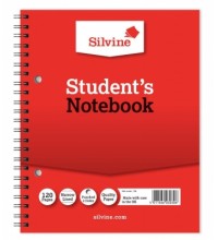 SILVINE TWIN WIRE STUDENTS NOTEBOOK 203MM X 163MM 120 PAGES