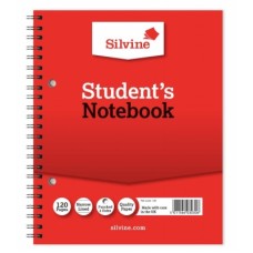 SILVINE TWIN WIRE STUDENTS NOTEBOOK 203MM X 163MM 120 PAGES