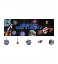 Space Blast Happy Birthday Party Banner