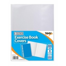 TIGER A4 EXERCISE BOOK COVER CLEAR 3 PACK
