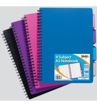 TIGER A5 POLYPROP TWIN WIRE 4 SUBJECT PROJECT NOTEBOOK