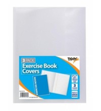 TIGER EXERCISE BOOK COVER CLEAR 9X7" 3 PACK