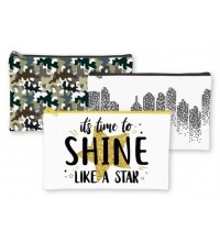 TIGER PATTERNED FLAT CANVAS PENCIL CASE