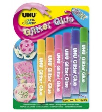 UHU Shiny Glitter Glue (6x10ml) Carded
