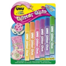 UHU Shiny Glitter Glue (6x10ml) Carded